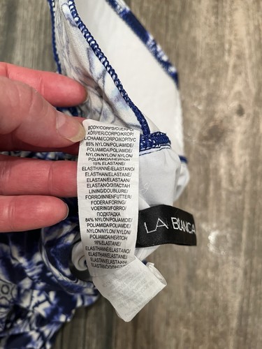 LA BLANCA Blue Whute Tie Die Print Tangier Tile 1 Piece Swimsuit sz 8 med Swim - Picture 9 of 9