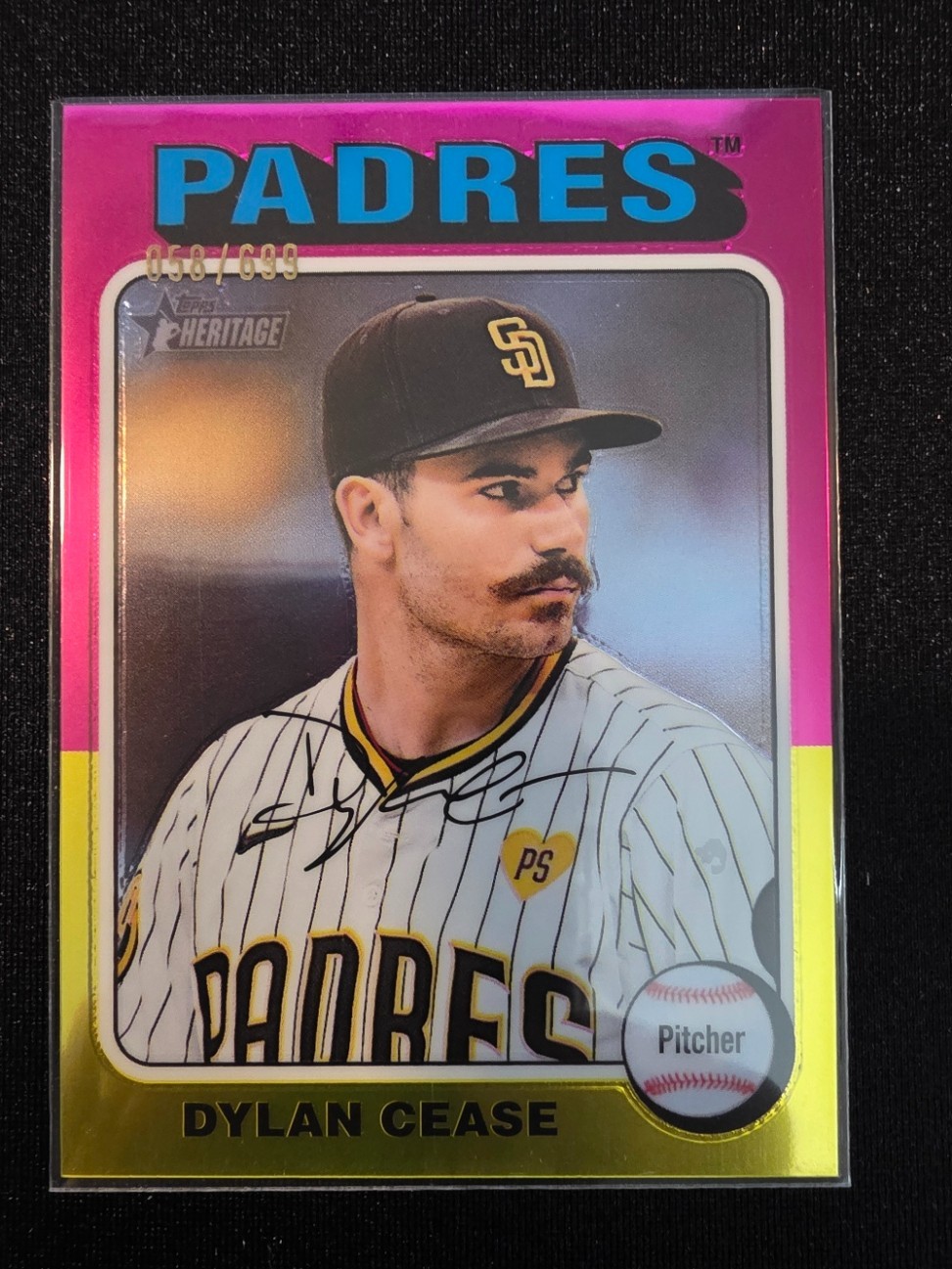 Dylan Cease 2024 Topps Heritage Pink/Gold Chrome /699 #547 San Diego Padres