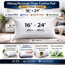 Cushion Pads Rectangle Hollowfibre Scatters Inserts Inners Deep Filled 16''x24''