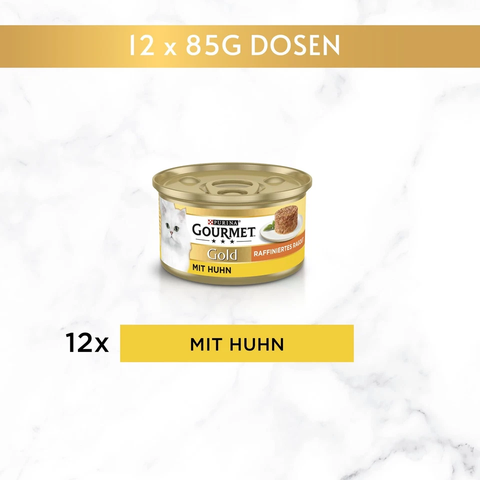 Gold Raffiniertes Ragout Katzenfutter nass mit Huhn 12er Pack 12 x 85g - Bild 2 von 4