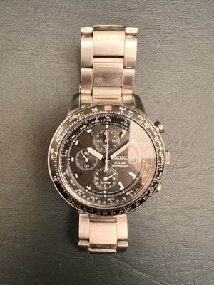 Seiko Solar Chronograph V172 Pilot Slide-Rule Stainless Steel JDM