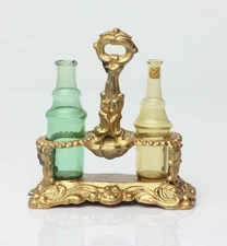 Antique German Dollhouse Gild Soft Metal Cruet Set 1:12 Miniature