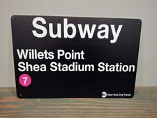 SUBWAY Willets Point SHEA STADIUM STATION  12 x 8 inch Metal Sign