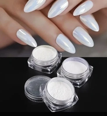 White Pearl Chrome Nail Powder Glitter Art Powder Dust Glimmer Hot Nails Premium