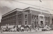 Clackamas Co Court House Ore City Oregon OR RPPC Old Cars Flag Postcard