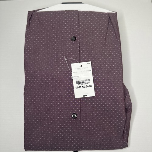 J. Ferrar Ultra Comfort dress Shirt Mens XL Stretch Slim Burgundy 17-17.5 34/35 - Picture 3 of 3