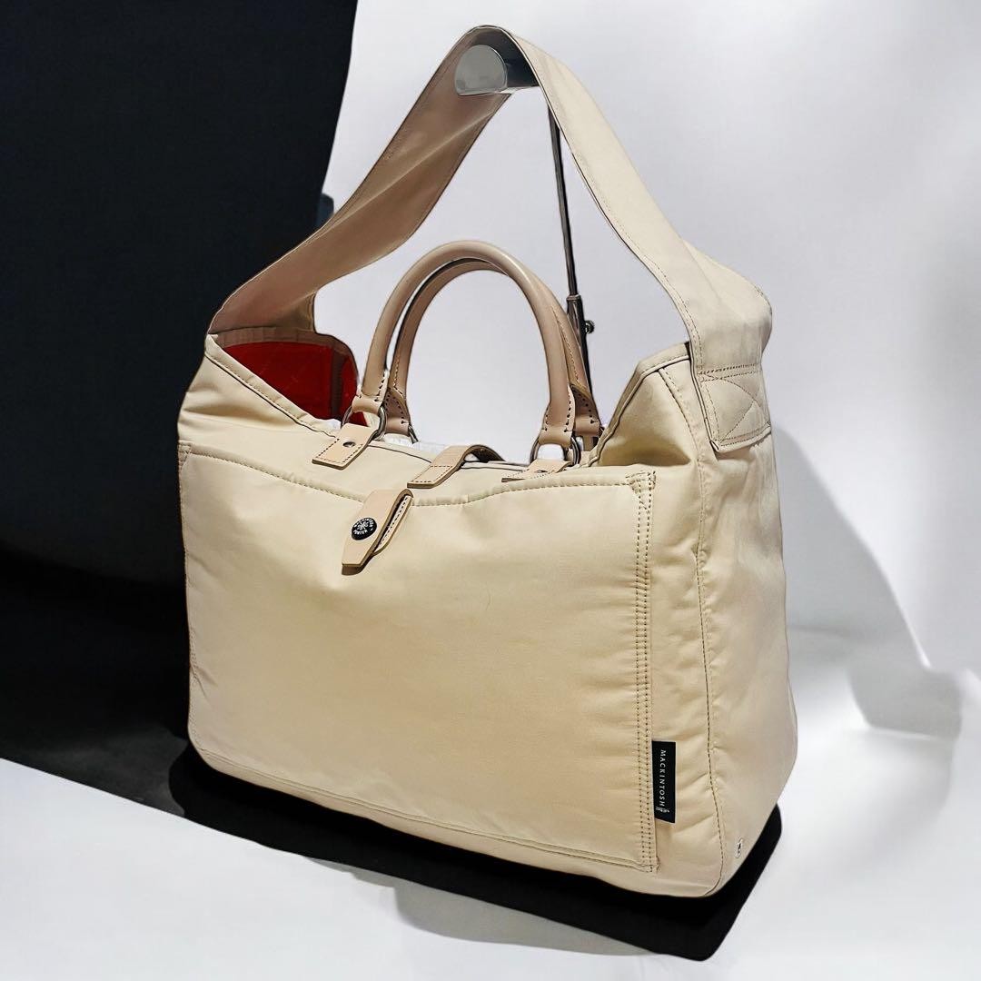 Mackintosh Porter Spacious Cotton Tote Bag 2Way Beige Authentic