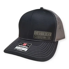 Custom Richardson 112 Trucker Hat "Clusterf*ck Coordinator" Blk/sil Engraved USA