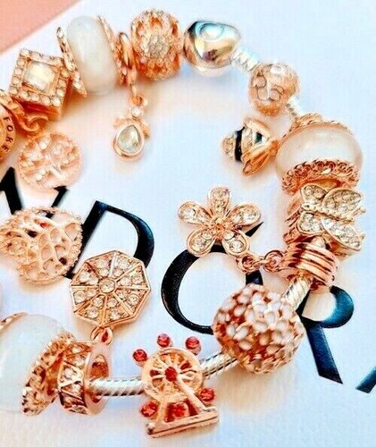AUTHENTIC PANDORA CHARM BRACELET ROSE 