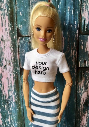Bouutique Staple Custom Print Crop T-shirt for Doll 1/6-scale, 11.5 Inch - Picture 3 of 30