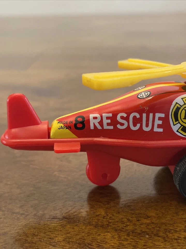Винтажный оловянный ND игрушки пожарной охраны #8 спасательный вертолет сделано в Японии - Изображение 3 из 4
