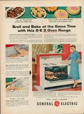 1954 General Electric GE Stove Oven Range Vintage Old Print Ad Kitchen Appliance