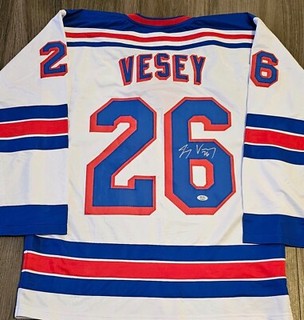 JIMMY VESEY AUTOGRAPHED PREMIER NY RANGERS AWAY JERSEY PSA COA XL