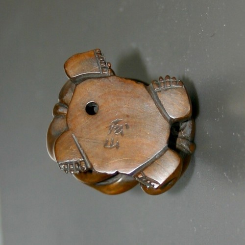 Era Netsuke Sumo wrestling wood carving Sagemono carved seal rare - Picture 7 of 7