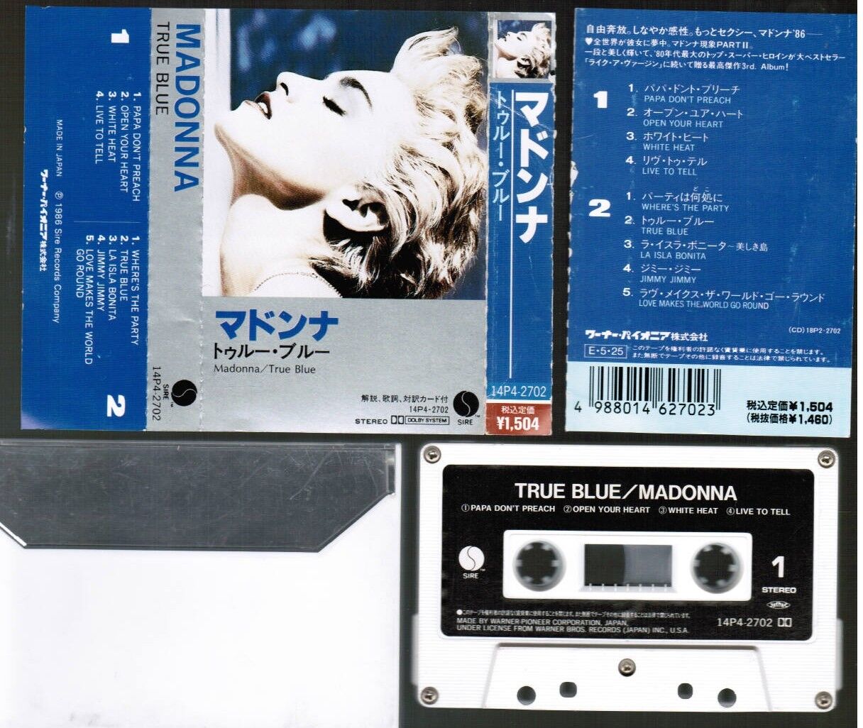MADONNA True Blue JAPAN CASSETTE TAPE 14P4-2702 w/PS rare 1988 reissue Free S&H