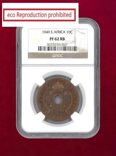 [East Africa] 10-cent bronze coin 1949 NGC PF62 RB