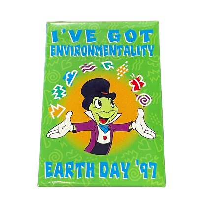 Vintage Walt Disney Earth Day 1997 I've Got Environmentality Jiminy Cricket Pin