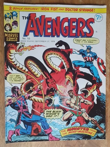 THE AVENGERS #53 IRON FIST DR STRANGE RED GUARDIAN VINTAGE B&W MARVEL COMIC VF+
