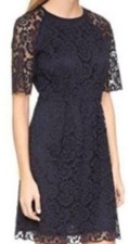 Madewell Lace Cottage Core Mini Dress Magnolia Navy Blue Women's Size 4
