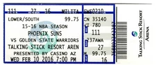 2016 PHOENIX SUNS vs WARRIORS Ticket Stub DEVIN BOOKER Rookie Year 2/10/16