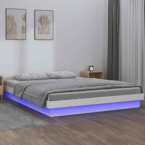 Massivholzbett LEDs Holzbett Bett Bettgestell Lattenrost Schlafzimmerbett - Bild 39 von 62