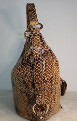 パイソン  ショルダーバッグ ブラウン　ゴールド  Python MICHAEL KORS Python Snake Print Brown Hobo Shoulder Handbag Purse
