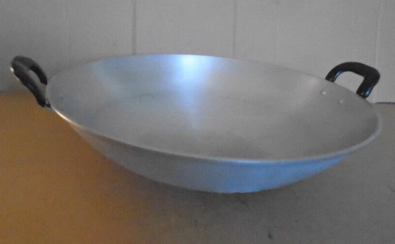 Stainless Steel 15" Open Wok Cooking Pan Round Bottom Frying Pan Multi-Cooking