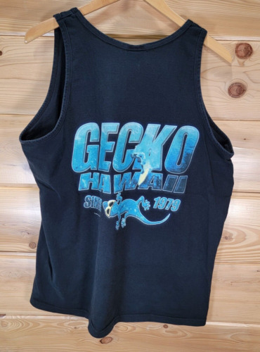 VTG Gecko Hawaii Tank Top Shirt Men XL Black Logo 