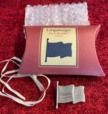 Longaberger Old Glory Pewter Pin/Tie On #77277 Made in USA "NEW in Box"