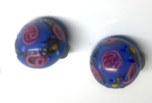 Vtg Murano Venetian Light Blue Wedding Cake Glass Bead Necklace Clip Earring Set - Picture 4 of 6