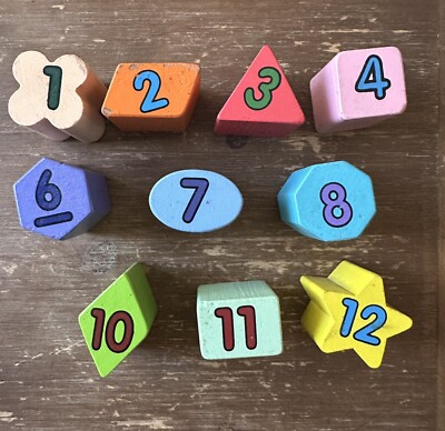 Wooden Shapes Number Blocks 10 pieces