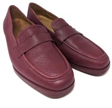 Vionic Sellah Shiraz Red Tumbled Leather Slip On Loafers Womans 8.5 Preppy Offic
