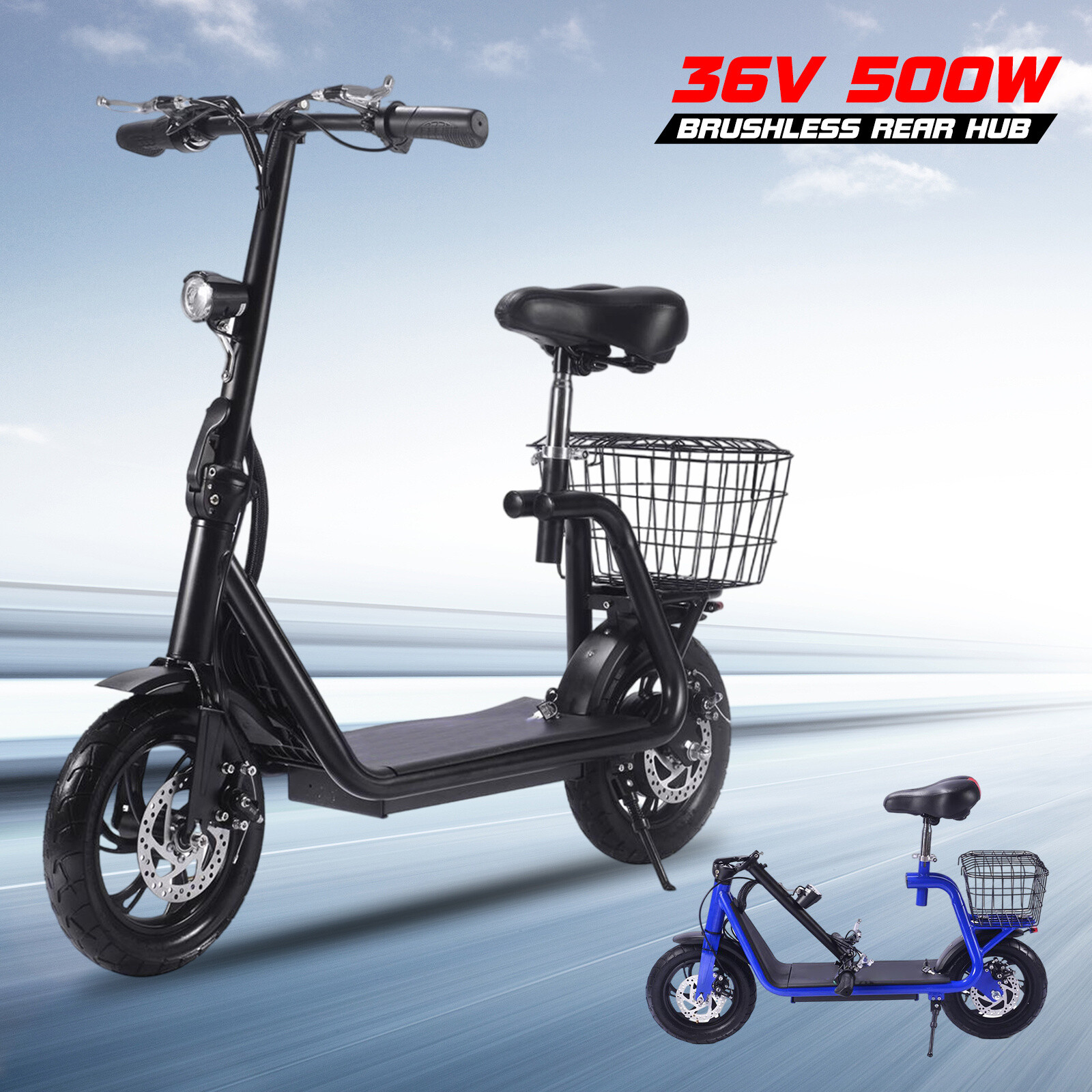 500W 36V 12Ah Sports Electric Scooter for Adults with Seat