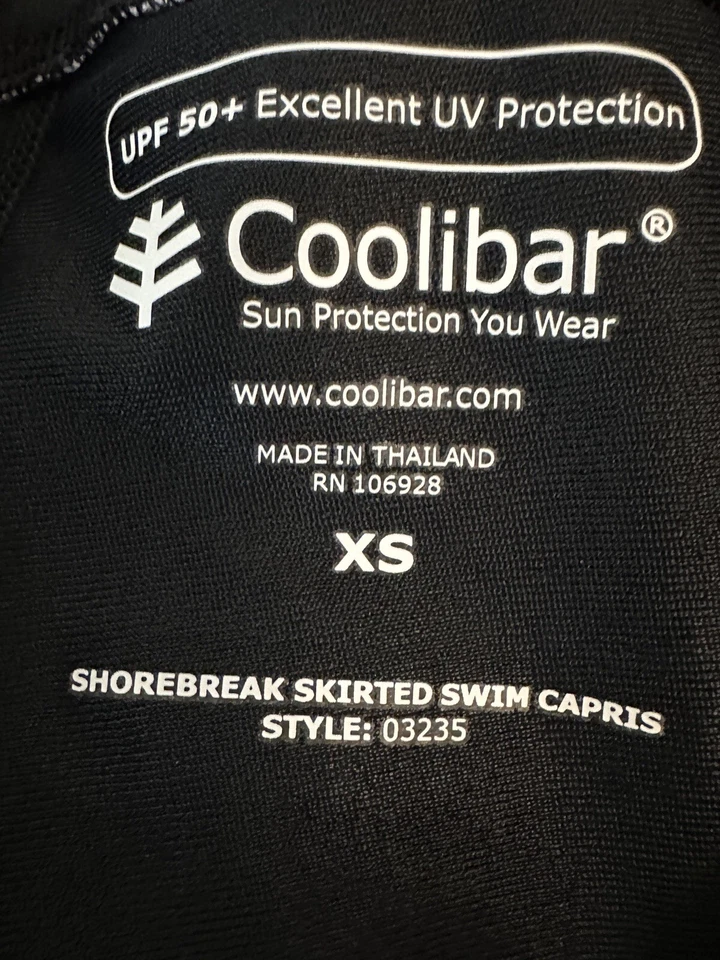 Coolibar Womens Shorebreak Skirted Swim Capris Size XS Black White Stripped UPF - Image 4 of 4