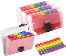4 Pack Small Accordion File Organizer with 13 Pocket, A6 Size, Colorful Stylish