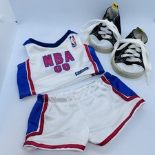 NBA 00 BAB Build A Bear Blue Red White Basketball Outfit Shorts Shirt Blk Shoes