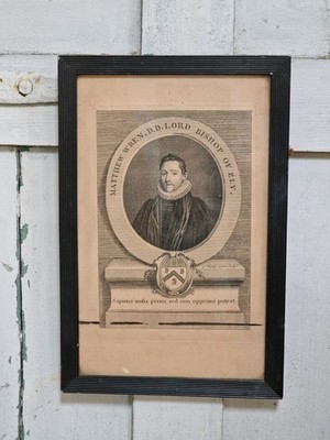 Antiker Linienstich Bischof von Ely Matthew Wren Original gerahmter Druck