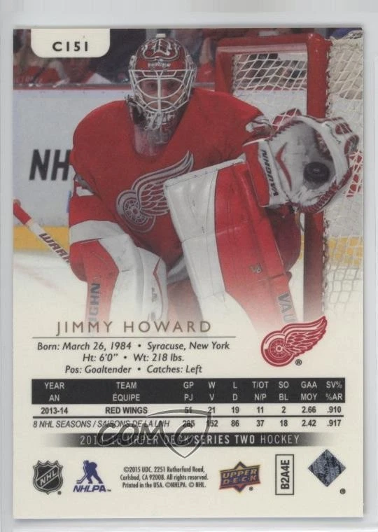 2014-15 Upper Deck UD Canvas Jimmy Howard Jim Howard #C151 - Image 2 of 2