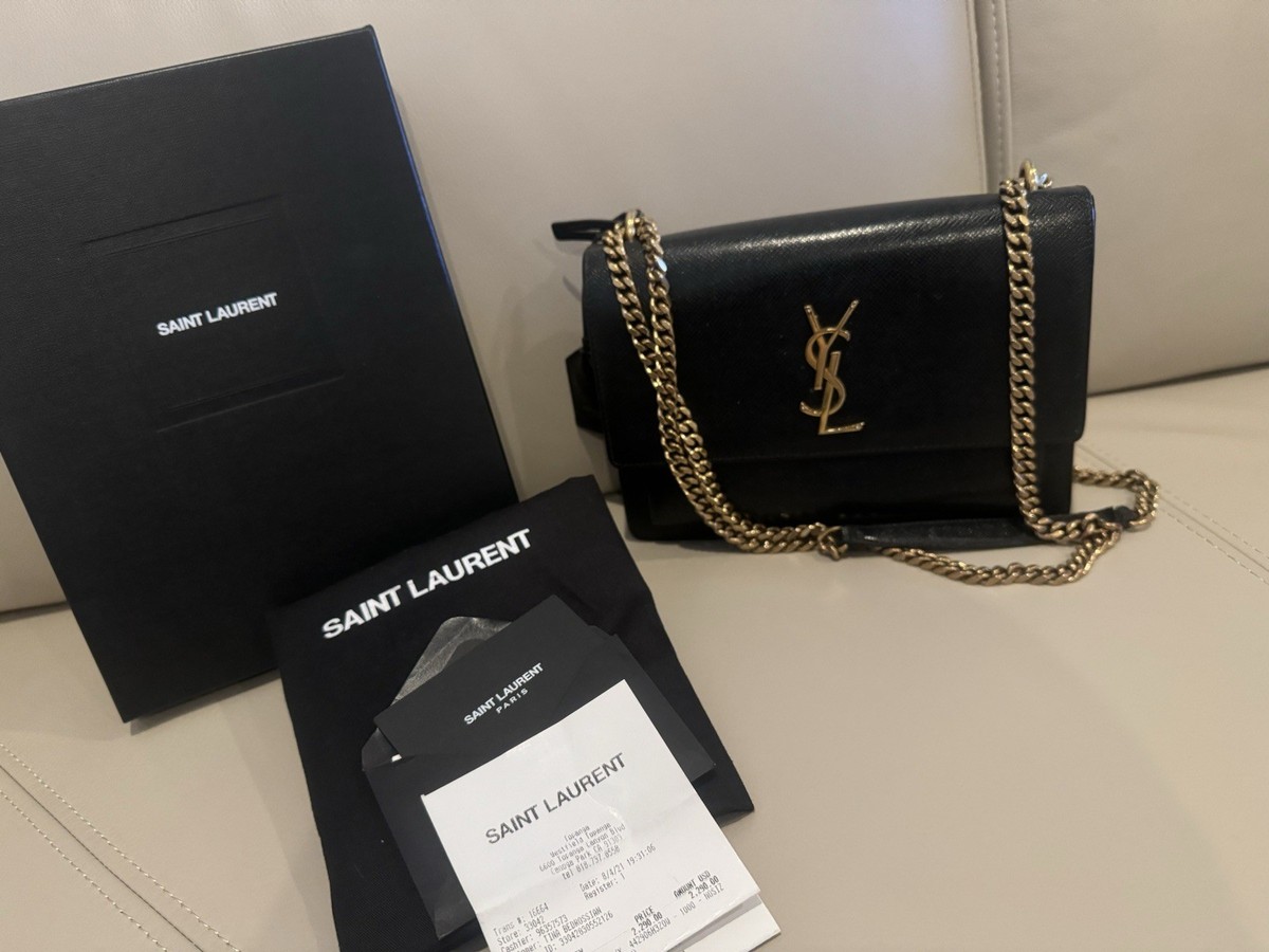 Saint Laurent Sunset Shoulder Bag Medium Black Leather | eBay