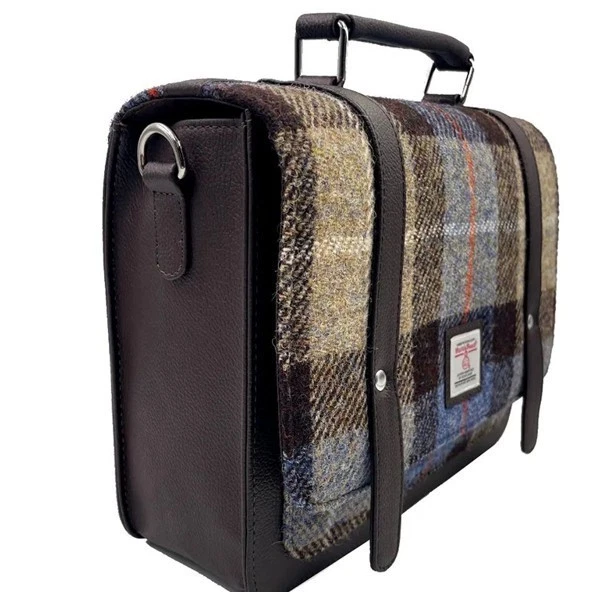 Maccessori Harris Tweed & Vegan Leather Messenger Bag Adjustable Cross Strap - Image 3 of 4