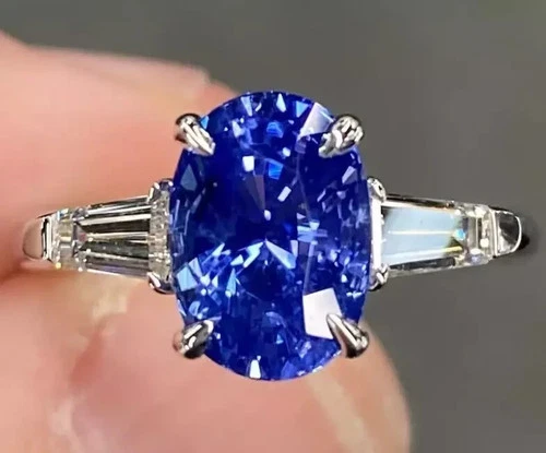 7.00 Ct Certified Oval Shape Natural Blue Diamond Ring VVS1 White Gold Finish