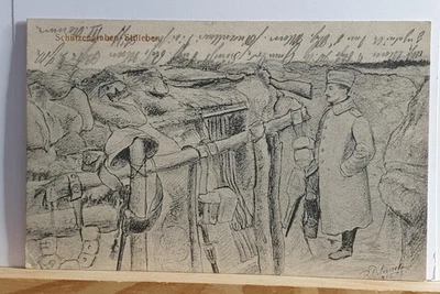 AK Feldpost Schützengraben-Stilleben, gel.1915, Königl.Sächs.Res.UI-Regt. 2. Esk - Bild 1 von 2