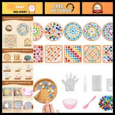 10 Sets DIY Glass Mosaic Tiles for Crafts, Art Projects, Home Decor, Colorful Pi