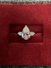 2.20Ct Pear-Cut Lab Grown Diamond Three Stone Engagement Ring 14k White Gold