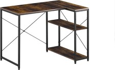 Nera L-Shape Corner Computer Desk with Reversible Shelves 100x60cm, Rustic Brown