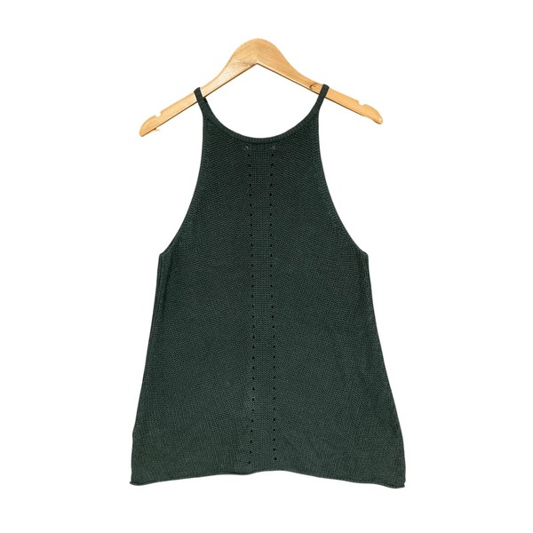 Zara Tank Top Womens M Green Knit Halter Neck Relaxed Sleeveless 48431