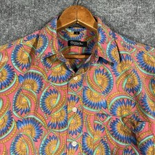 VINTAGE Christian Dior Monsieur Shirt Mens M Button Colorful Fan Feather Print