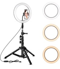 LETSCOM F-533 10.2'' Selfie Ring Light w/ Tripod Stand  Dual Phone Holders