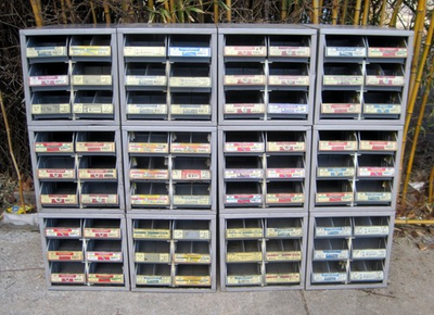 #ad 32 HILLMAN HARDWARE Parts Steel Storage Organizers Retail Ace CABINETS 6 BIN $1280.00