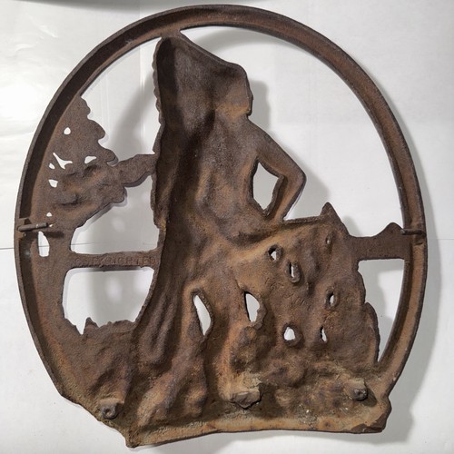 COOL BEANS: Cast Iron Native American Warrior Chief Display Needs Cleaning RS-16 - Picture 9 of 13